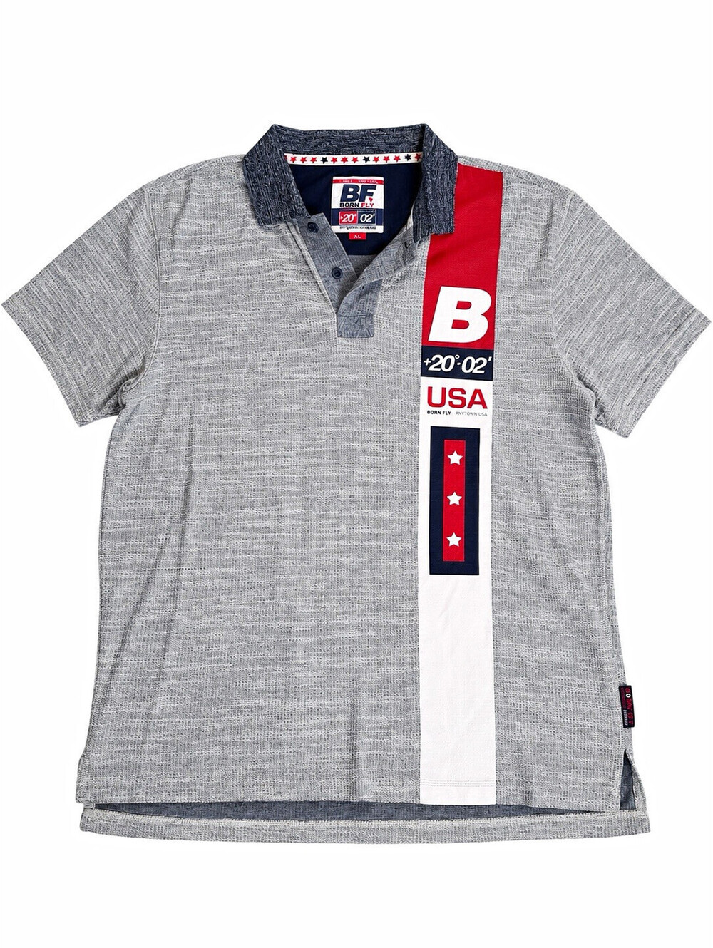 Born Fly Polo Shirt Mens XL Anytown USA Graphic Streetwear